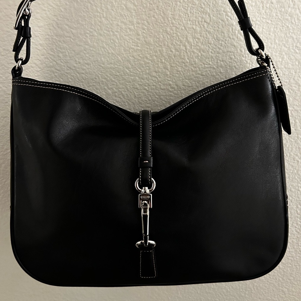 vintage Y2K coach black hamptons clip hobo shoulder bag
